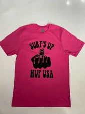 HUF Worldwide Men Pink Graphic T Shirt Size M
