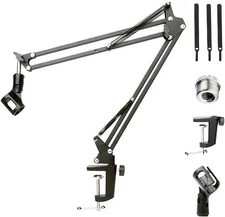 Movo ASM-5 Articulating Microphone Suspension Boom Scissor Arm with Desk Clamp
