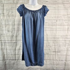 Cloth & Stone Womens Off The Shoulder Chambray Dress Sz Small Blue Short Sleeve