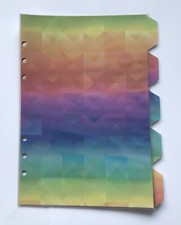 A5 Filofax Organiser Dividers - Beautiful Rainbow Design - Fully Laminated