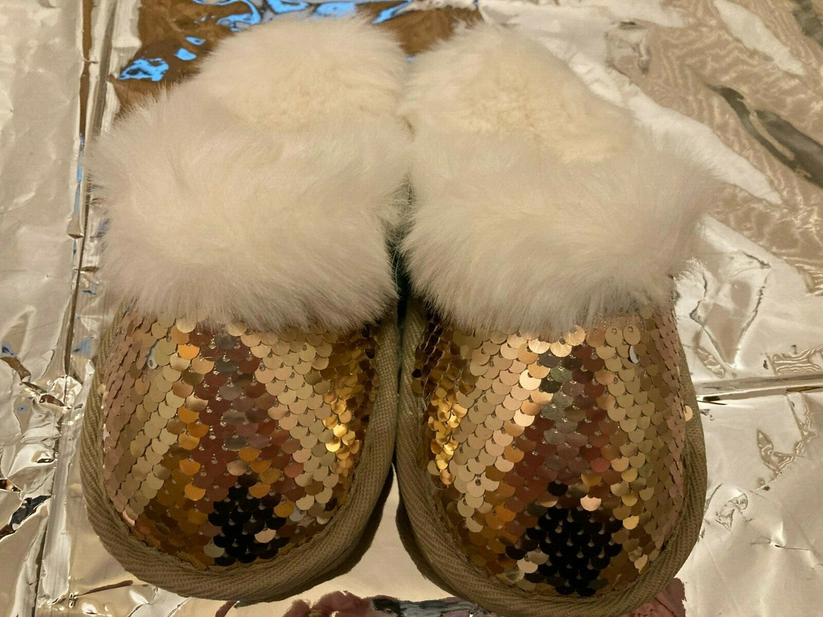 PANTOFOLA D’ORO PANTOFOLA SLIDER PAILLETTES ORO ROSA OCCASIONE BAMBINA MONSOON TAGLIA 13 1 jnr WOW!