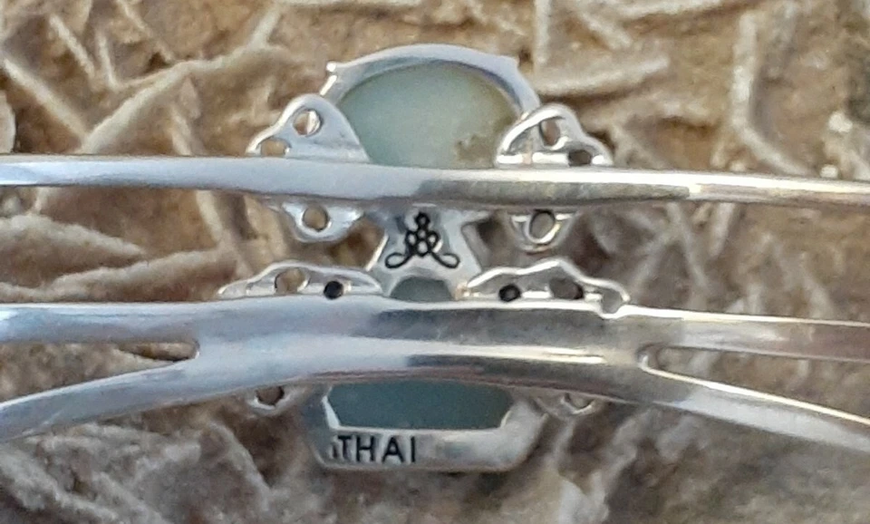 Designer Barse Sterling Silver Overlay Masonite Gemstone Cuff Bracelet  Sz Large - Image 3 of 4