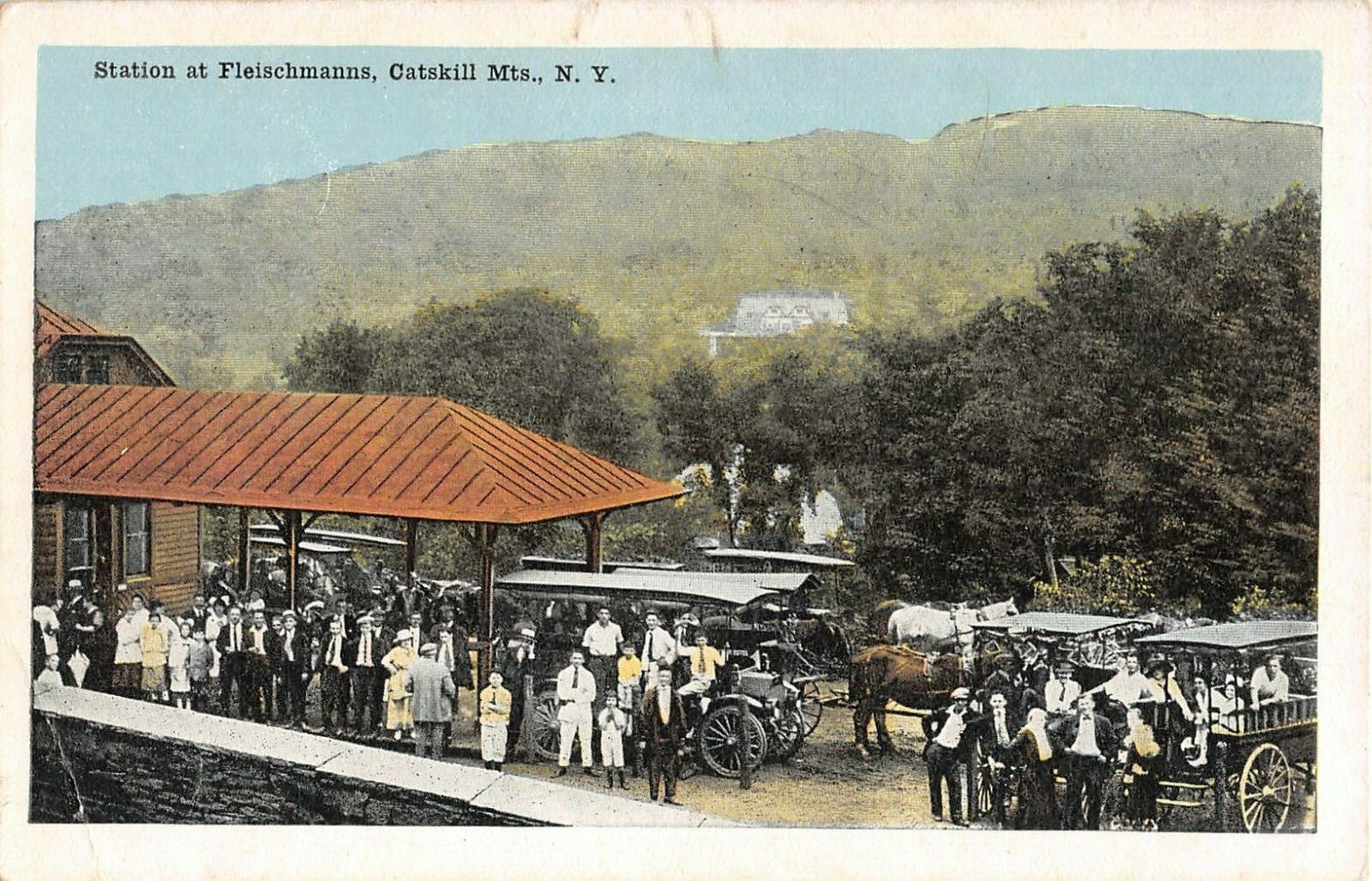 c.1915 RR Station Fleischmanns NY post card Delaware county Catskills eBay