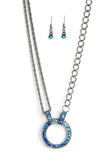 Paparazzi - Razzle Dazzle Blue Necklace & Earrings Set - 第 1/5 張圖片