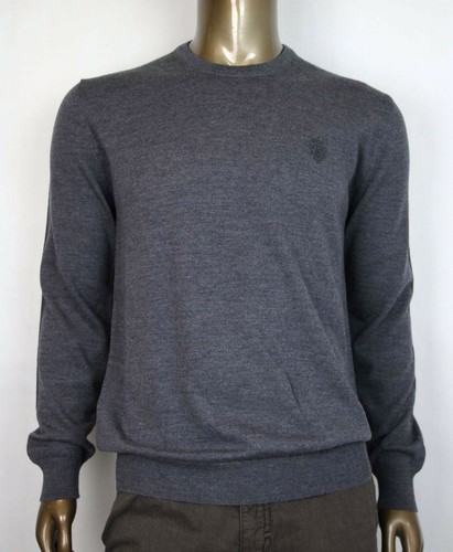 Gucci Uomo Grigio Medio Lana Manica Lunga collo Tondo Maglione 438137 1200  | eBay