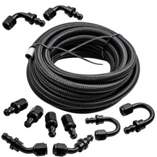 20ft An6 -6an Nylon Braided Oil Fuel Linefittings Hose End Adaptor Kit Black