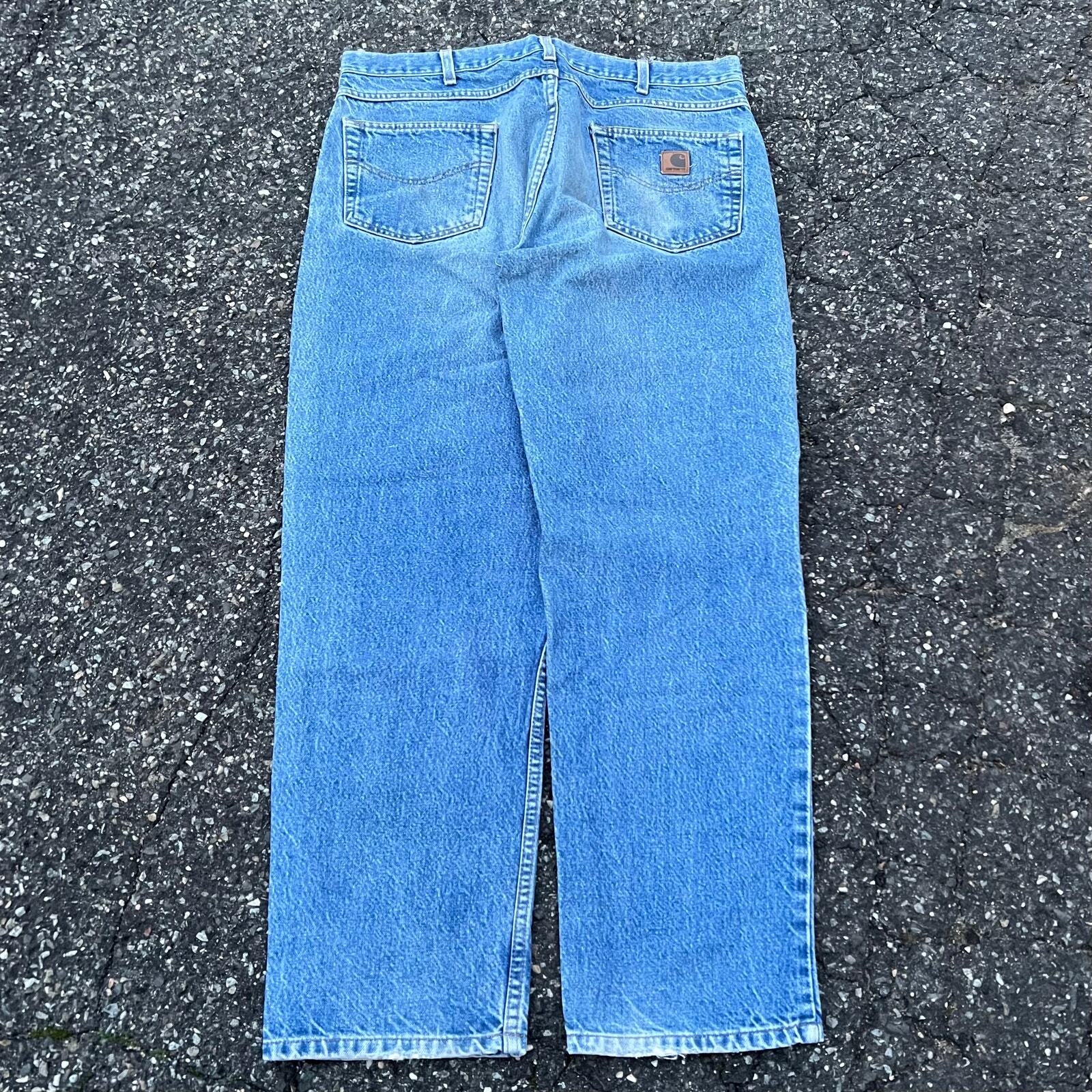 Vintage Y2K faded denim blue jeans Carhartt work wear carpenter pants