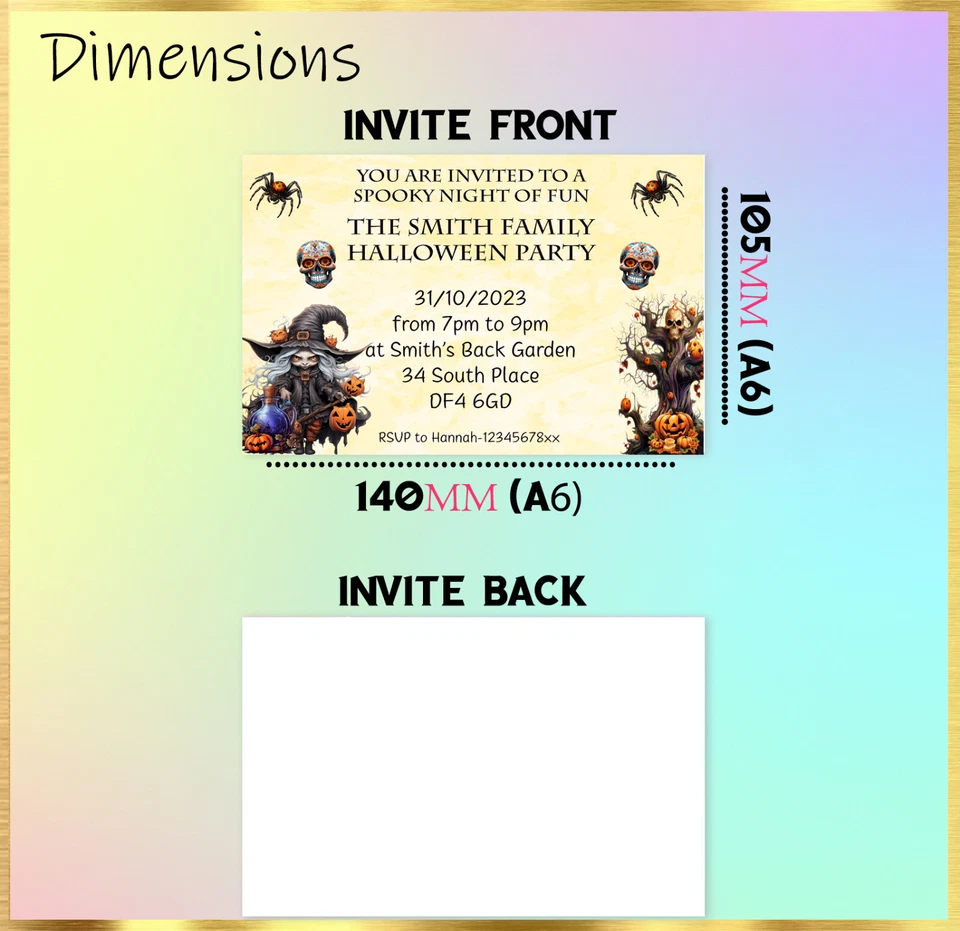 Personalised Halloween Party Invitations Spooky Trick or Treat Party Invites - Image 3 of 4