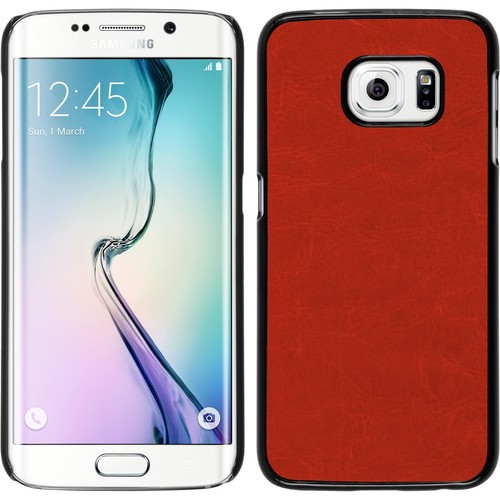Hardcase für Samsung Galaxy S6 Edge Hülle rot Lederoptik + flexible Folie