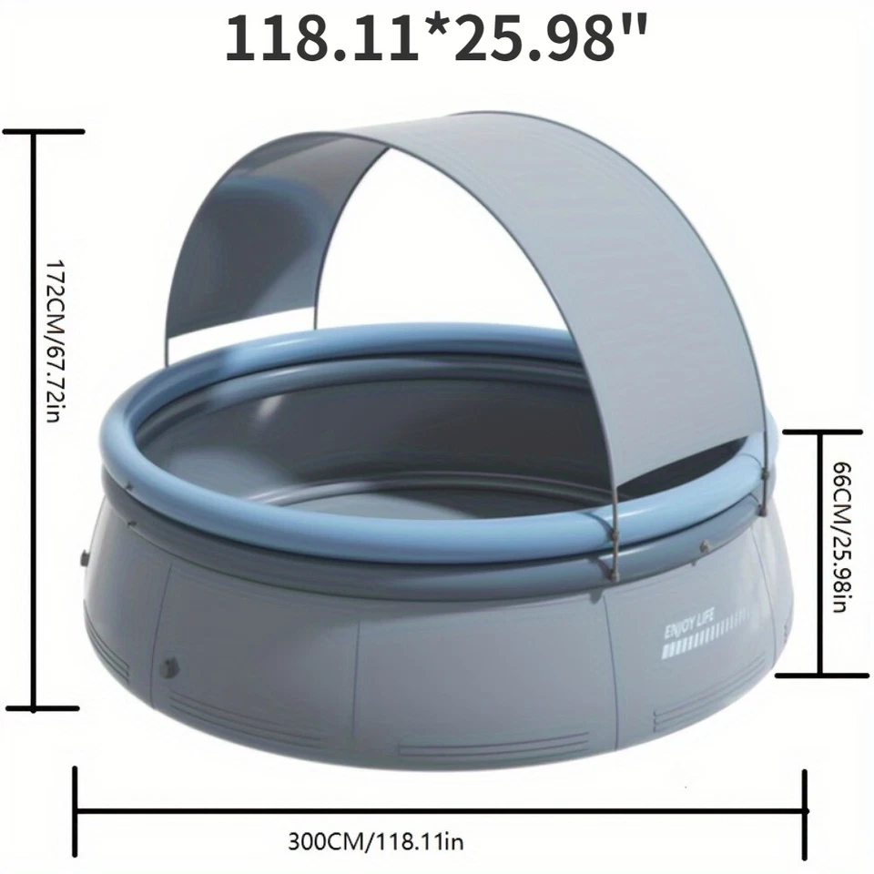 Swimming Pool Inflatable Outdoor Above Ground Family Pool with Canopy PVC - Image 4 of 4