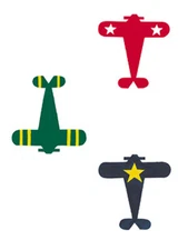 Airplanes Red Blue Green Plane 25 Wallies Wallpaper Wall Decals Old Vintage Look