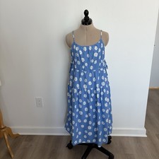 Universal Thread Womens Summer Dress Medium Blue Floral Print 100 Cotton Boho