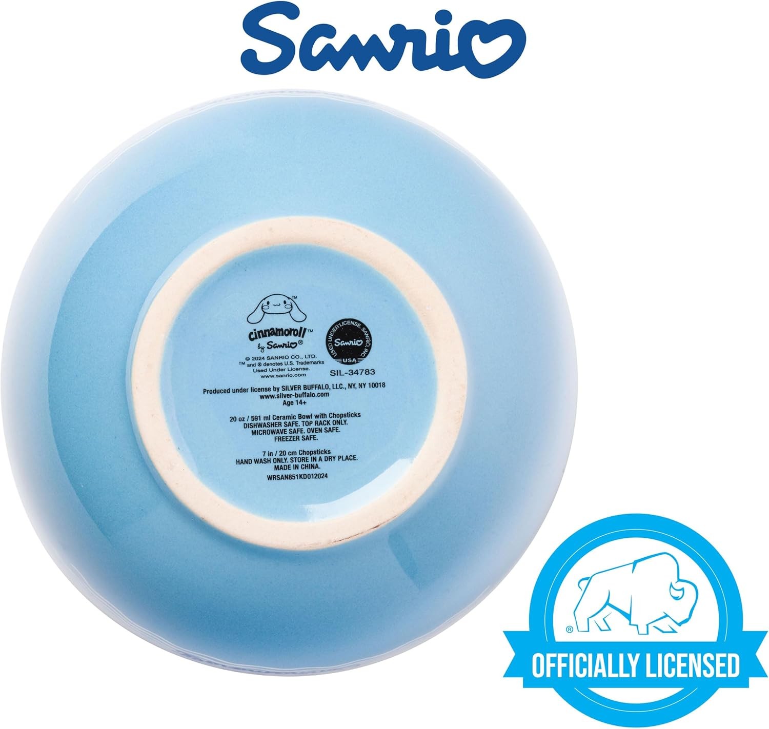 Hello Kitty Cinnamoroll Strawberry Ramen Bowl with Chopsticks 20 oz