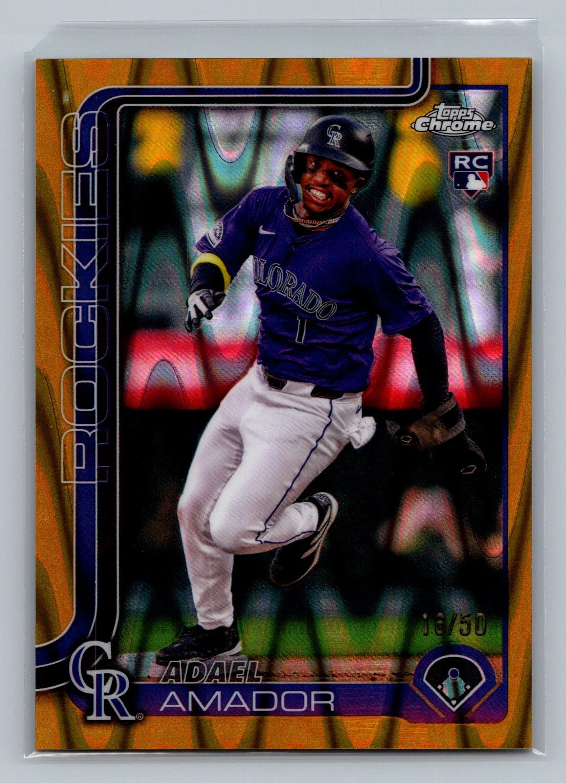 2025 Topps Chrome Adael Amador Rookie RC Gold Raywave /50 #255