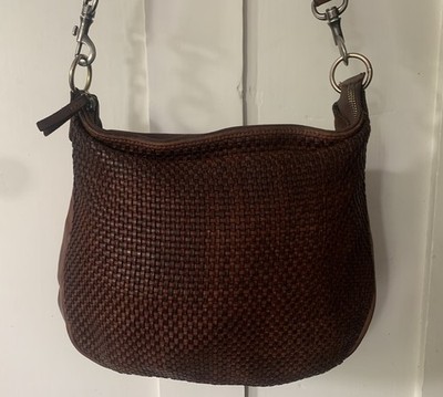 Harbour 2nd Western Cowhide Leather Woven Hobo Crossbody Bag Cognac