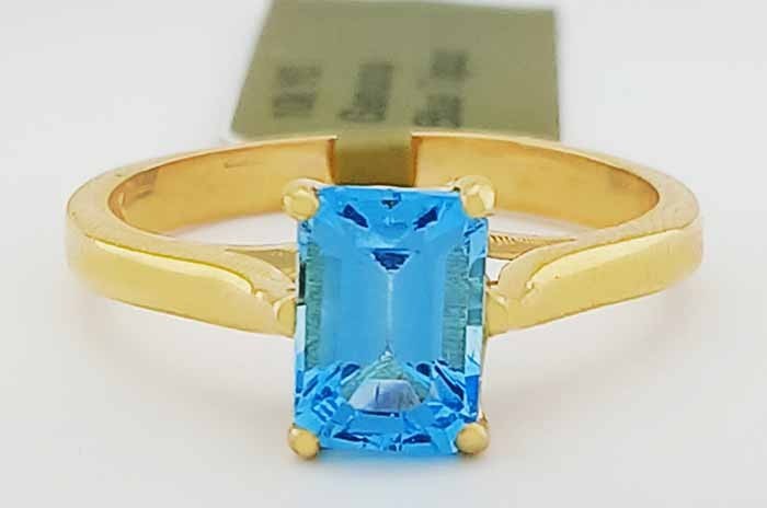 GENUINE 1.16 Cts BLUE TOPAZ SOLITAIRE RING 10K GOLD-Free Certificate Appraisal