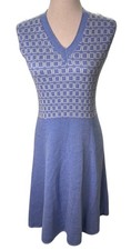 Vintage ST JOHN KNIT sz 8 Blue Dress Santana Knit A Line Slimming Waist