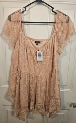 Torrid Size 0 (Large) Blush Pink Ruffle Hanky Hem Tunic top NWT