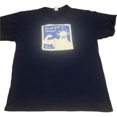 NYC Health + Hospitals Mens NYC Vax Champ T-Shirt XL Navy Blue COVID-19 Promo