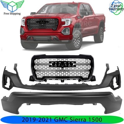 Front Bumper Cover Paintable & Grille Assembly Kit For 2019-2021 GMC Sierra 1500