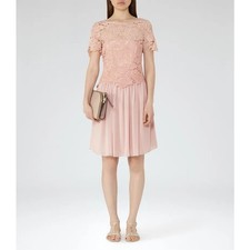 REISS Milla Tea Rose Lace Top Dress