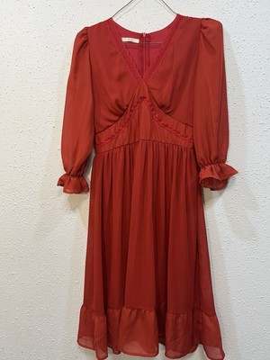 Y2K   Baby Doll chiffon dress Rusty Lace Trimmed  Stars Gothic, Fairy