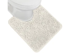GORILLA GRIP Plush Absorbent Shaggy Chenille Bath Rug Mat for Oval Toilet Base