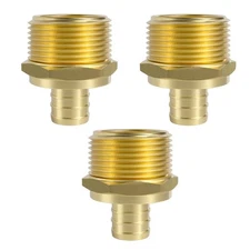 3-Pack PEX 3/4" x 1" NPT Male Adapter Fitting No Lead Brass