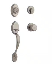 Kwikset CHELSEA Satin Nickel Single Cylinder FRONT Door Handleset JUNO KNOB