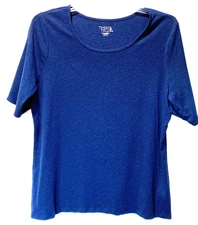 Time and Tru Pullover Top Blue Knit Short Sleeve Casual Work Size XL 16-18 NEW  