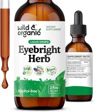 Wild & Organic Eyebright Herb Tincture - Eye Support with 2 Fl Oz (Pack of 1) 