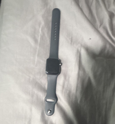 Apple Watch 38mm  Black Aluminum Case, Blue Silicone Band, iOS, Notifications