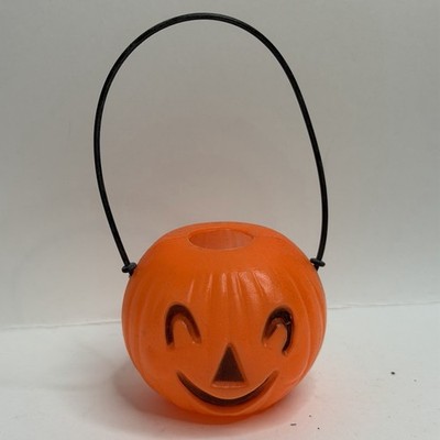 Mini Jack-O-Lantern Blow Mold Pumpkin Candy Bucket Halloween 3  Vintage