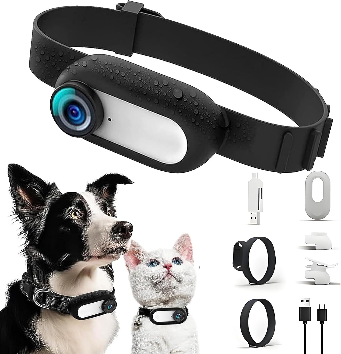Collare con Fotocamera per Gatti HD 1080P | Action Cam per Animali POV