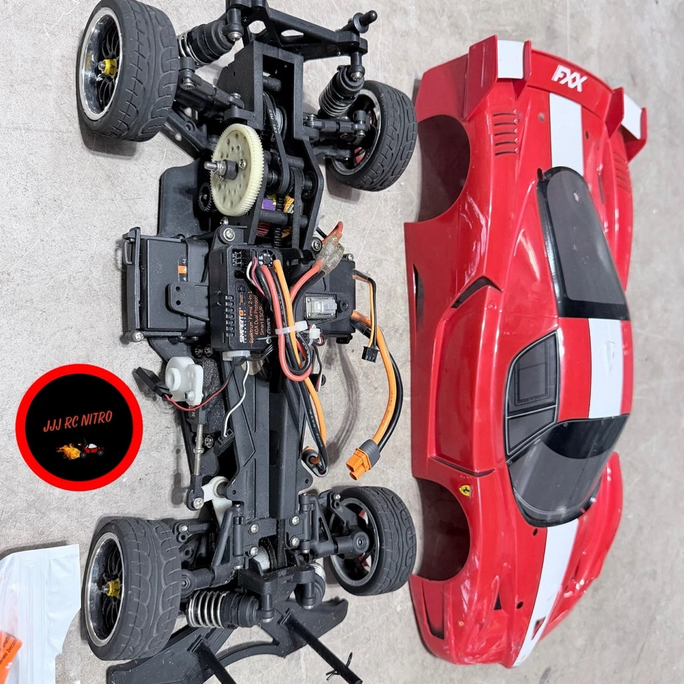 Traxxas 4 Tec Original Model 1/10 Rc Car With Tamiya Ferrari FXX Body Vintage - Image 2 of 4