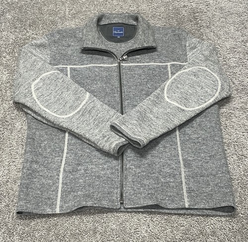 Faconnable Men's Wool Jacket Full Zip with Elbow Patches Mid Weight Size XXL