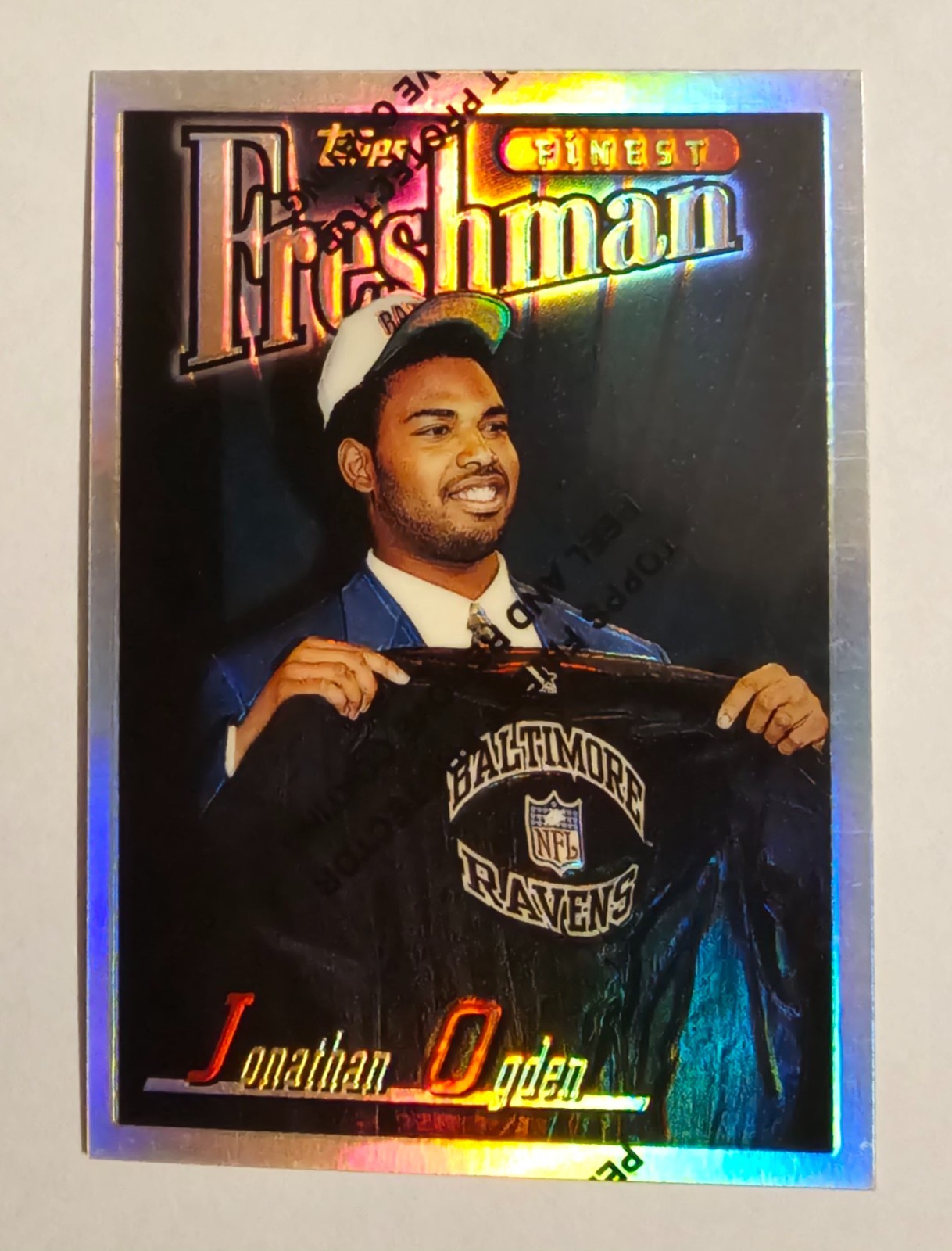 1996 Topps Finest Refractor Jonathan Ogden Rookie #308 - Baltimore Ravens HOF RC