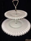 Vintage Fenton Milk Glass 2 Tier TIDBIT PARTY WEDDING TRAY MCM Candy Easter Dish