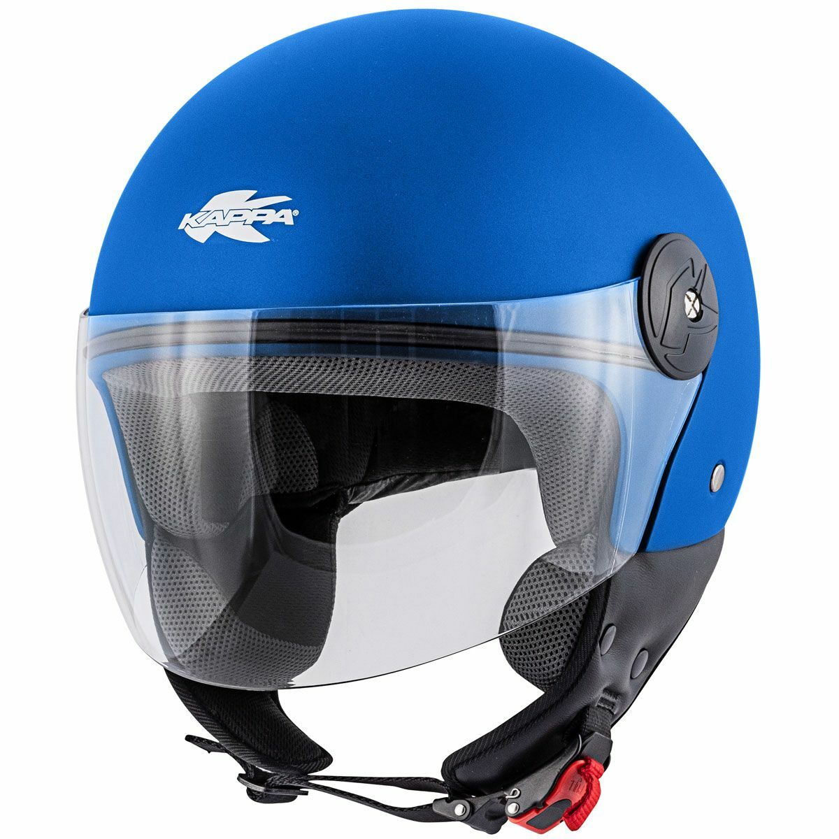 Casque moto demi-jet KAPPA KV40 HAWAI bleu en taille S pour scooter