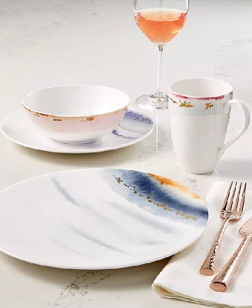 Lenox Watercolor Horizons Blue Cream Amethyst Assorted Plate
