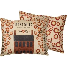 Pillow~"Home - Love Grows Here" ~ Primitive Saltbox House ~Couch/Chair/Bed Throw
