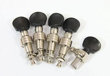 5 string banjo tuning pegs, Nickel plated, Black plastic button, 328N-BX