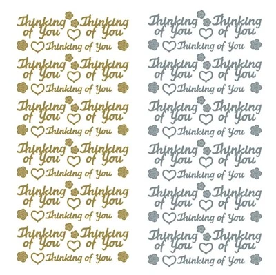 Thinking of You Peel Off Stickers Gold Silver 20 sayings per sheet bereavement