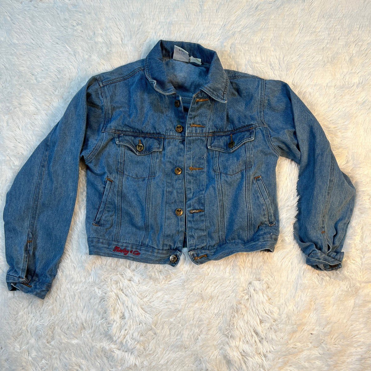 Disney & Co Denim Jacket Youth Large Vtg 90s Collared Button