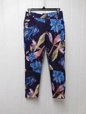 Utopia by Hue Dark Purple Floral Denim Leggings Size Medium UT18559 Pressed Lily