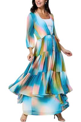 chiffon dress toppers C Wonder Runway Collection Crinkled Shirred Topper Sunset Blue wedding guest cover ups for dresses The Printed Chiffon Caftan SIZE:11/12Y (36) Asymmetric Layered Halterneck Mini Bridal Party_BRIDE TO BE