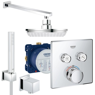 Grohe Grohtherm SmartControl Thermostat UP Duschsystem, Euphoria Kopfbrause Cube