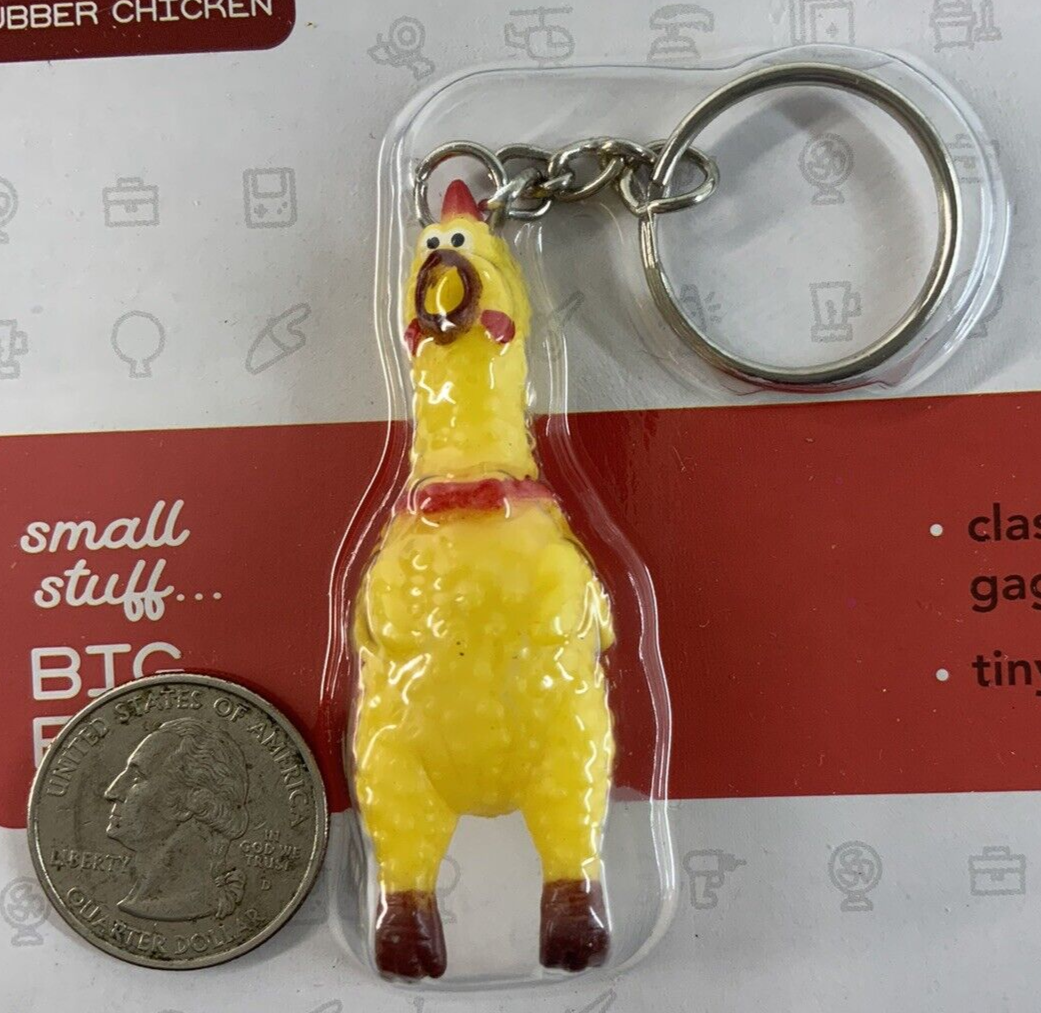 Worlds Smallest RUBBER CHICKEN Tiny Toy Gag Backpack/Zipper Pull