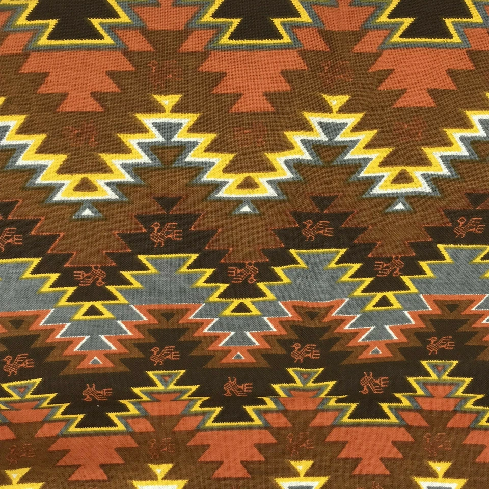 Fabric Textured Cotton Southwest Print Stepped Pyramid Zig Zag Birds for Sewing - Image 3 of 4