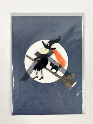 PIER 1 3-D Happy Halloween Witch Fretting Card Whimsy